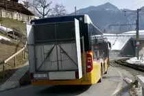 Heck des MB C2 K vom PU TPC, Aigle am 23.2.19 bei der Abfahrt in Le Sépey.