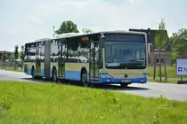 Am 04.06.2016 fährt LDS-VG 256 für die ILA 2016 auf der Shuttle Linie  P3 . Aufgenommen wurde ein Mercedes Benz Citaro G I Facelift.
