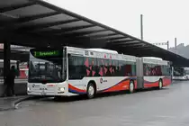 MAN Lions City 305 der RVBW, auf der Linie 7, bedient die Haltestelle beim Bahnhof Baden. Die Aufnahme stammt vom 02.02.2019.