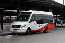 Mercedes Sprinter 18 der RVBW, auf der Linie 9, bedient die Haltestelle beim Bahnhof Baden. Die Aufnahme stammt vom 02.02.2019.