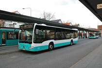 Stadtverkehr Maintal Generationen Treffen am 30.03.19 in Frankfurt Enkheim. Mercedes Benz Citaro 2 trifft auf seinen Vorgänger ein Mercedes Benz Citaro 1 Facelift 