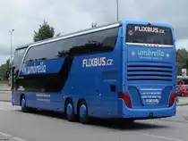 Setra 431 DT von Flixbus/Umbrella/KDE aus Deutschland in Rostock am 07.09.2017