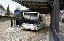 Bus Erzgebirge: MAN EL (ANA-BV 53) der RVE (Regionalverkehr Erzgebirge GmbH), aufgenommen im März 2019 am Busbahnhof von Annaberg-Buchholz (Erzgebirgskreis).