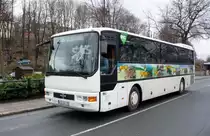 Bus Schwarzenberg / Bus Erzgebirge: MAN ÜL (ASZ-BV 31) der RVE (Regionalverkehr Erzgebirge GmbH), aufgenommen im März 2019 am Bahnhof von Schwarzenberg / Erzgebirge.