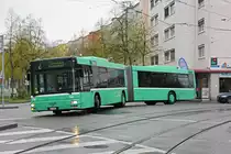 Wegen Bauarbeiten am Bahnhof SBB werden diverse Linien umgeleitet oder verlängert. Die Linie 2 wird vollständig mit Bussen betrieben. Hier fährt der MAN Bus 785 zur Endhaltestelle am Messeplatz. Die Aufnahme stammt vom 14.04.2019.