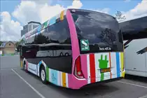 EW 1244, Heckansicht des Elektrobuses der Marke Sileo, gesehen auf einem Parkplatz in der Stadt Luxemburg am 29.05.2019.