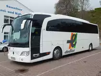 Mercedes Travego von Ettenhuber aus Deutschland im Stadthafen Sassnitz am 28.04.2016