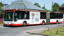 Ein Mercedes Benz O530G Facelift von der SWK (Stadtwerke Krefeld) mit der Wagennummer 5618 (Pets 2-Werbung) an der Haltestelle Krefeld Hauptbahnhof Süd. | Juni 2019