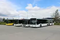 Drei Racktours MAN Lions und ein Mercedes Benz Citaro 2 G am 15.06.19 in Erlensee auf dem ehemaligen Fliegerhorst der US Army. Dort stehen viele Busse von RackTours und BRHVias Bus. Ich durfte durch Nachfrage eines Mitarbeiters Fotos machen