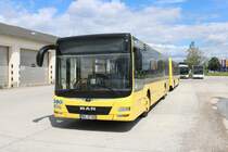 Racktours MAN Lions City mit Anhänger am 15.06.19 in Erlensee auf dem ehemaligen Fliegerhorst der US Army. Dort stehen viele Busse von RackTours und BRHVias Bus. Ich durfte durch Nachfrage eines Mitarbeiters Fotos machen
