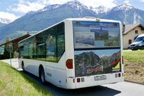 Das Heck des LLB Citaro I 'VS 38013' der am 16.6.19 in Erschmatt angekommen ist.