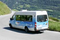 Das Heck des LLB Sprinter 'VS 38010' der am 16.6.19 als Shuttle unterwegs nach Leuk ist.