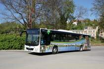 Bus Aue / Bus Erzgebirge: MAN Lion's City Ü der RVE (Regionalverkehr Erzgebirge GmbH), aufgenommen im April 2019 am Bahnhof von Aue (Sachsen).