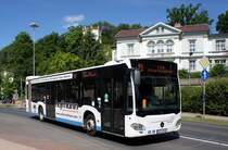 Bus Eisenach / Bus Wartburgkreis: Mercedes-Benz Citaro C2 vom Verkehrsunternehmen Wartburgmobil (VUW), eingesetzt im Stadtverkehr. Aufgenommen im Juni 2019 im Stadtgebiet von Eisenach.