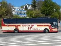 Van Hool TX16 von Dalstra Reizen aus den Niederlanden im Stadthafen Sassnitz am 08.05.2016