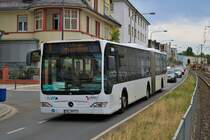 Müller Riedstadt Mercedes Benz Citaro 1 Facelift G als SEV Linie für die VGF U-Bahn Linien U1 U2 U3 und U8 am 06.07.19 in Frankfurt Eschersheim 
