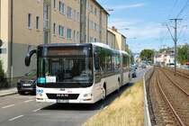 Racktours MAN Lions City G als SEV Linie für die VGF U-Bahn Linien U1 U2 U3 und U8 am 06.07.19 in Frankfurt Eschersheim