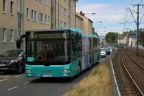 ICB MAN Lions City G Wagen 401 als SEV Linie für die VGF U-Bahn Linien U1 U2 U3 und U8 am 06.07.19 in Frankfurt Eschersheim 
