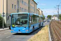 VGG Reichelsheim Mercedes Conecto als SEV Linie für die VGF U-Bahn Linien U1 U2 U3 und U8 am 06.07.19 in Frankfurt Eschersheim 