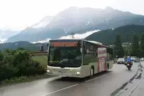 Die Linie 4123 ist in Wattens wegen Bauarbeiten über die Nordumfahrung umgeleitet (Bus BD-13135). Aufgenommen 12.7.2019.