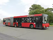 Im SEV der S- Bahn Berlin ist dieser MAN NG 313 (ex. KVG Kiel) vom Reisebüro & Omnibusbetrieb Karsten Brust eingestzt, hier bei der Abfahrt vom Bahnhof Berlin Flughafen Schönefeld am 01. Juli 2019. 