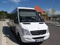 Mercedes Sprinter der Ostprignitz-Ruppiner Personenverkehrsgesellschaft am Bahnhof in Wittstock (Dosse) am 24. Juli 2019.