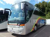 Setra 416 HDH von Deuber aus Deutschland im Stadthafen Sasnitz am 06.09.2015