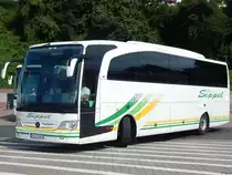 Mercedes Travego von Sippel aus Deutschland im Stadthafen Sassnitz am 21.07.2016