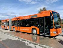 MB C2 G 177 der STI mir Werbung für den Sanitär Adolf Krebs, am 19.10.19 beim Bahnhof Spiez.