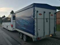 Setra 315 UL von Unger aus Deutschland mit Anhänger in Papendorf am 16.12.2017