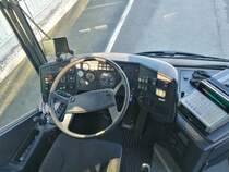 Der Fahrerarbeitsplatz eines Setra 315 UL von Unger aus Deutschland in Neubrandenburg am 30.12.2017