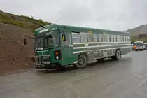 Blue Bird Autobus 120 562 auf einem Rastplatz im Denali Nationalpark. Die Aufnahme stammt vom 15.08.2019.