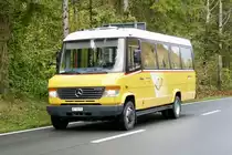 Ein PostAuto MB Vario am 2.11.19 unterwegs in Richtung Lauterbrunnen, bei der Abzweigung Zweilütschinen.