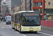 DC 9566, MAN Lion’s City von Demy Cars auf der neuen Streckenführung aus Richtung Hauptbahnhof in die Oberstadt der Stadt Luxemburg.  06.11.2019