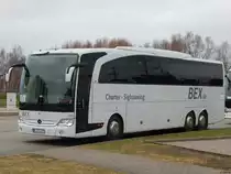Mercedes Travego von BEX aus Deutschland in Rostock am 25.01.2018