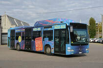 Mercedes Citaro 804 fährt während der Basler Herbstmesse als Messe Bus. Hier steht der Bus auf dem Hof der Garage Rankstrasse. Die Aufnahme stammt vom 09.11.2019.