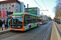 RNV Mercedes Benz eCitaro Wagen 8500 am 22.12.19 in Heidelberg auf der Linie 20 