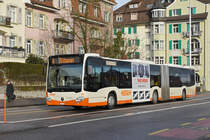 Mercedes Citaro 38, auf der Linie 4, fährt zur Haltestelle beim Bahnhof Solothurn. Die Aufnahme stammt vom 21.12.2019.