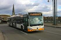 Mainzer Mobilität Mercedes Benz Citaro 2 G Wagen 958 am 18.01.20 auf der Theodor Heuss Brücke die zur Zeit für Autos gesperrt ist