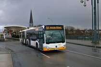Mainzer Mobilität Mercedes Benz Citaro 2 G Wagen 962 am 18.01.20 auf der Theodor Heuss Brücke die zur Zeit für Autos gesperrt ist