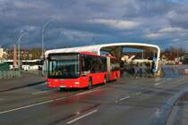 DB Rhein Nahe Bus MAN Lions City G am 18.01.20 auf der Theodor Heuss Brücke die zur Zeit für Autos gesperrt ist