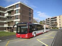 Stadtbus Winterthur Nr. 369 (MAN A40 Lion's City GL) am 19.11.2019 beim Schulhaus Wyden. Dieser MAN gehört zur Lieferserie von Ende 2019, mit denen eigentlich die ältesten Solaris aus den Jahren 2002 und 2004 ersetzt werden sollten. Noch fahren diese Solaris aber weiterhin.