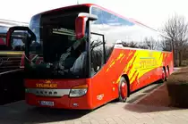 Fa. Walz-Reisen aus Schömberg, Setra S 416 GT-HD in Stuttgart-Möhringen, am SI-Parkplatz am 23.02.2020