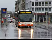 BSU - Mercedes Citaro  Nr.69  SO  189069 bei Regen unterwegs auf der Linie 2 vor dem Bahnhof Solothurn am 05.03.2020