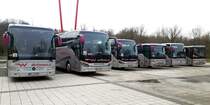2 x Setra S 517 HD, 2 x Mercedes Tourismo und 2 x Setra S 415 UL  Wöhrle , Pforzheim Februar 2020 (Foto: Stefan Kirchmayer)