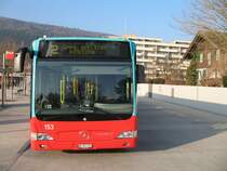 Front des 153 VB  Schild BE 653153 hier an der Endhaltestelle Schiffl�ndte Display zeigt schon weider zur�ck auf Line 2 Bhf-Industrie,Orpundplatz