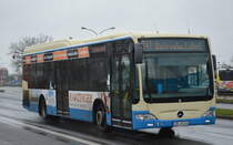 Regionale Verkehrsgesellschaft Dahme-Spreewald (RVS) mit einem MB Citaro Linie 741 Betriebsfahrt vorbei am der Haltestelle S Flughafen Schönefeld Bhf am 10.03.20