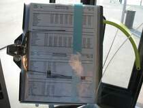 Trotz Bord Computer mit GPS brauchts den Papier Fahplan auch im 2009 ! Hier Line 2 Kurs 204 