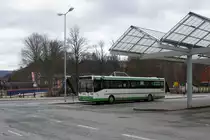 Bus Schwarzenberg / Bus Erzgebirge: Mercedes-Benz O 407 (ERZ-RV 681) der RVE (Regionalverkehr Erzgebirge GmbH), aufgenommen im Februar 2020 am Bahnhof von Schwarzenberg / Erzgebirge.