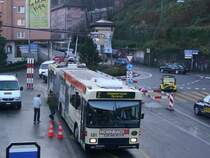 Der NAW/Hess/Siemens BGT 5-25 Nr. 181 mit Hornbach-Werbung am 7.12.06 beim Kreuzstutz. Dieser Wagen hat diese Werbung noch im selben Monat verloren.